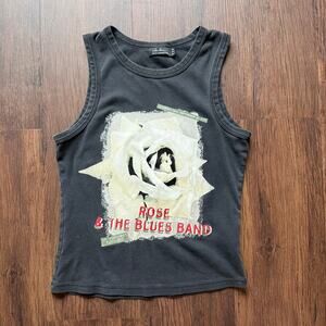 Zara Basic Graphic Tank Top Rose & The Blues Band Black Women’s L